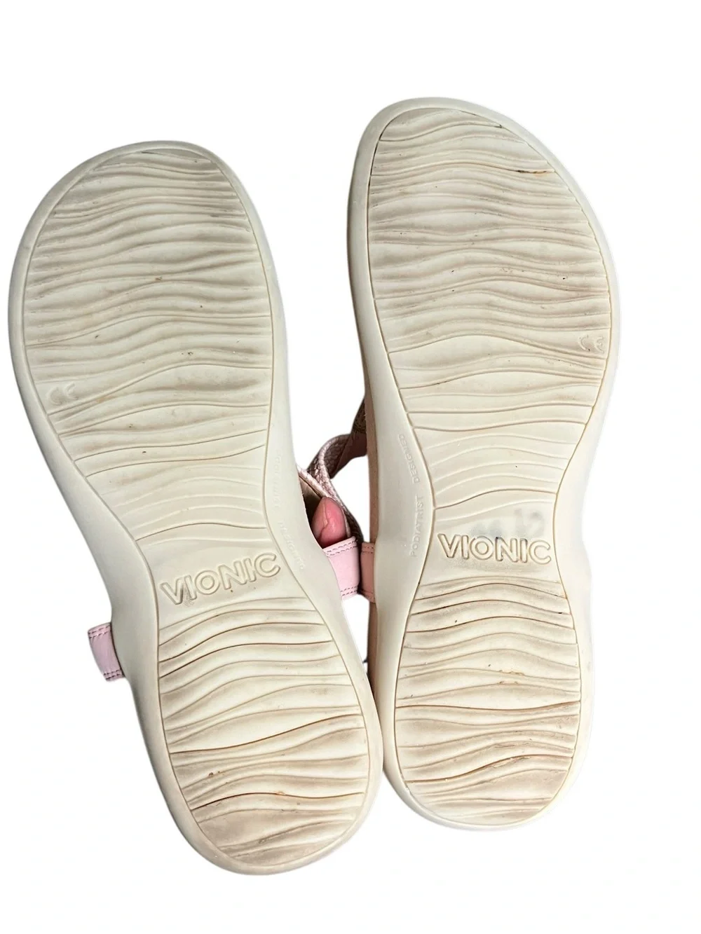 Vionic Brea Pink Leather Woven T-Strap Slingback Sandals Women 7.5 Arch Support
